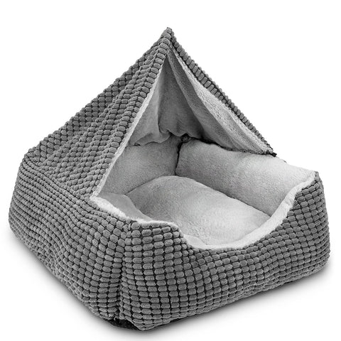 Rectangular Cave Hooded Blanket Bed | Grey